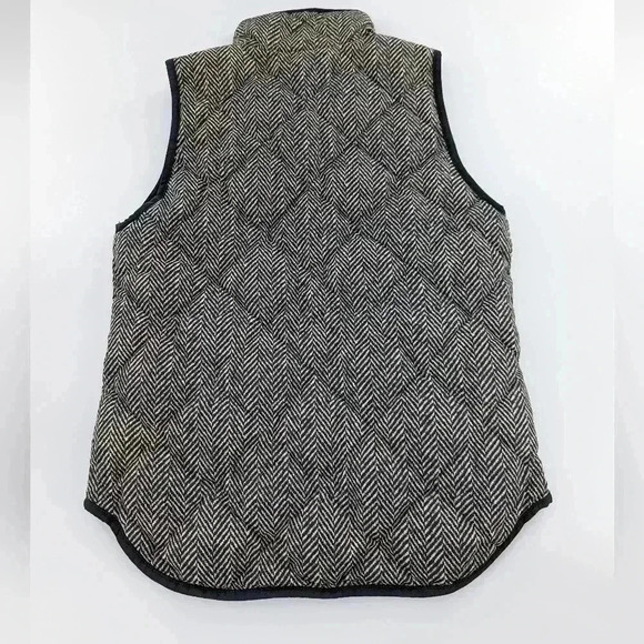 J CREW Puffer Vest Womens xs Black Brown Herringbone Quilted Sleeveless Zip - Picture 5 of 8